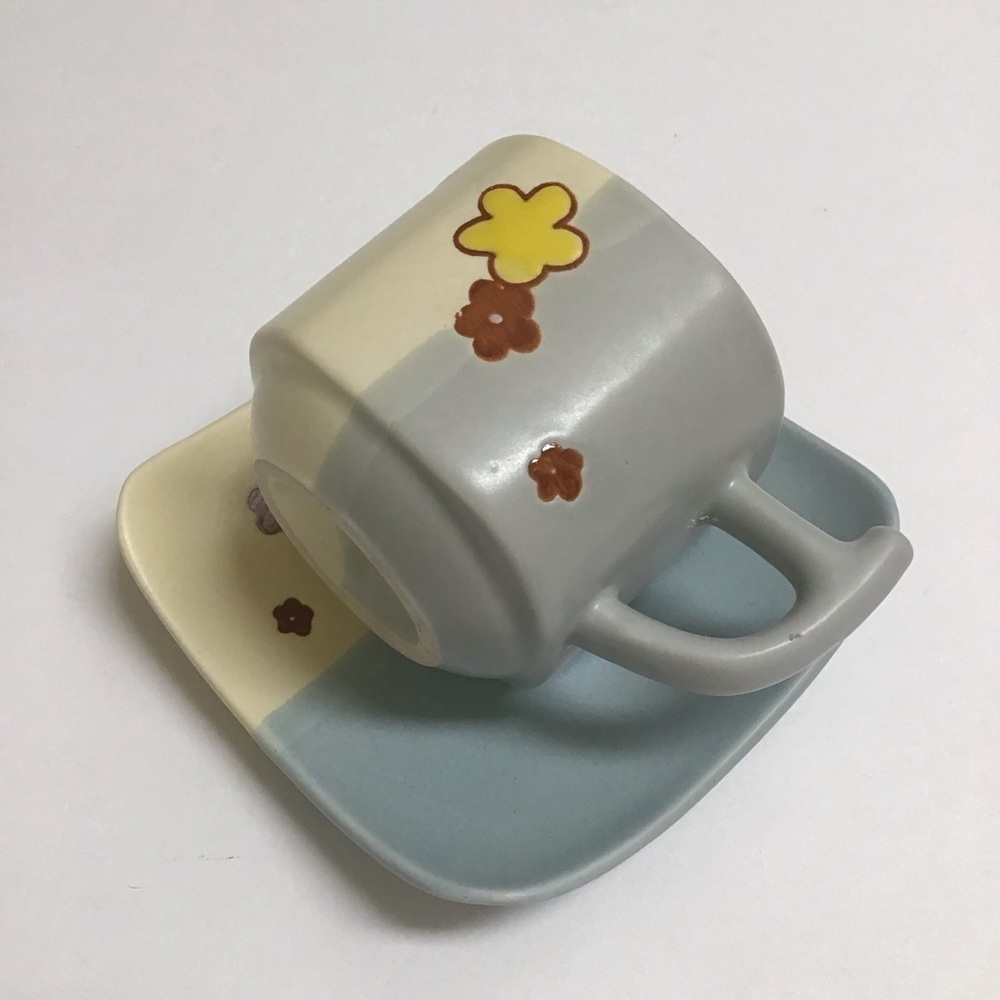 Japanese Pottery Espresso Coffee Cup & Saucer Tea Cup Mod Cherry Blossom Floral - Picture 8 of 15